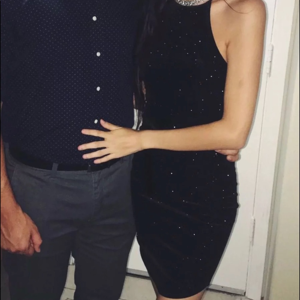 Black shimmery tight dress